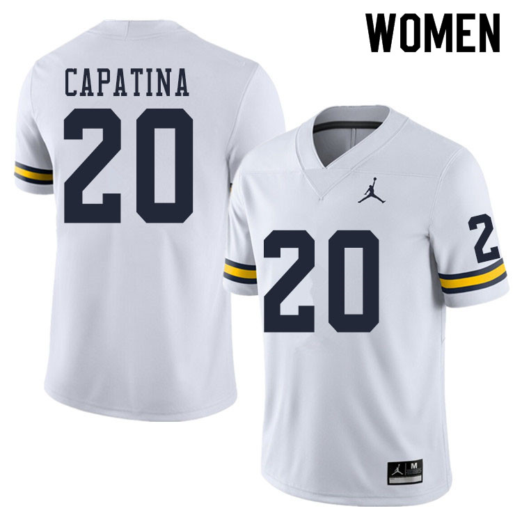 Women #20 Nicholas Capatina Michigan Wolverines College Football Jerseys Sale-White